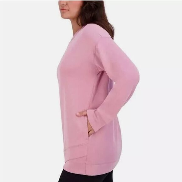Sage Collective Womens Crewneck Long Sleeve Pullover Top Pink Medium - Picture 2 of 3